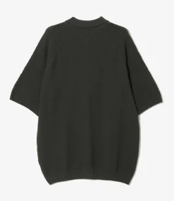 S/S Polo Sweater - Green - Merino Wool Knit