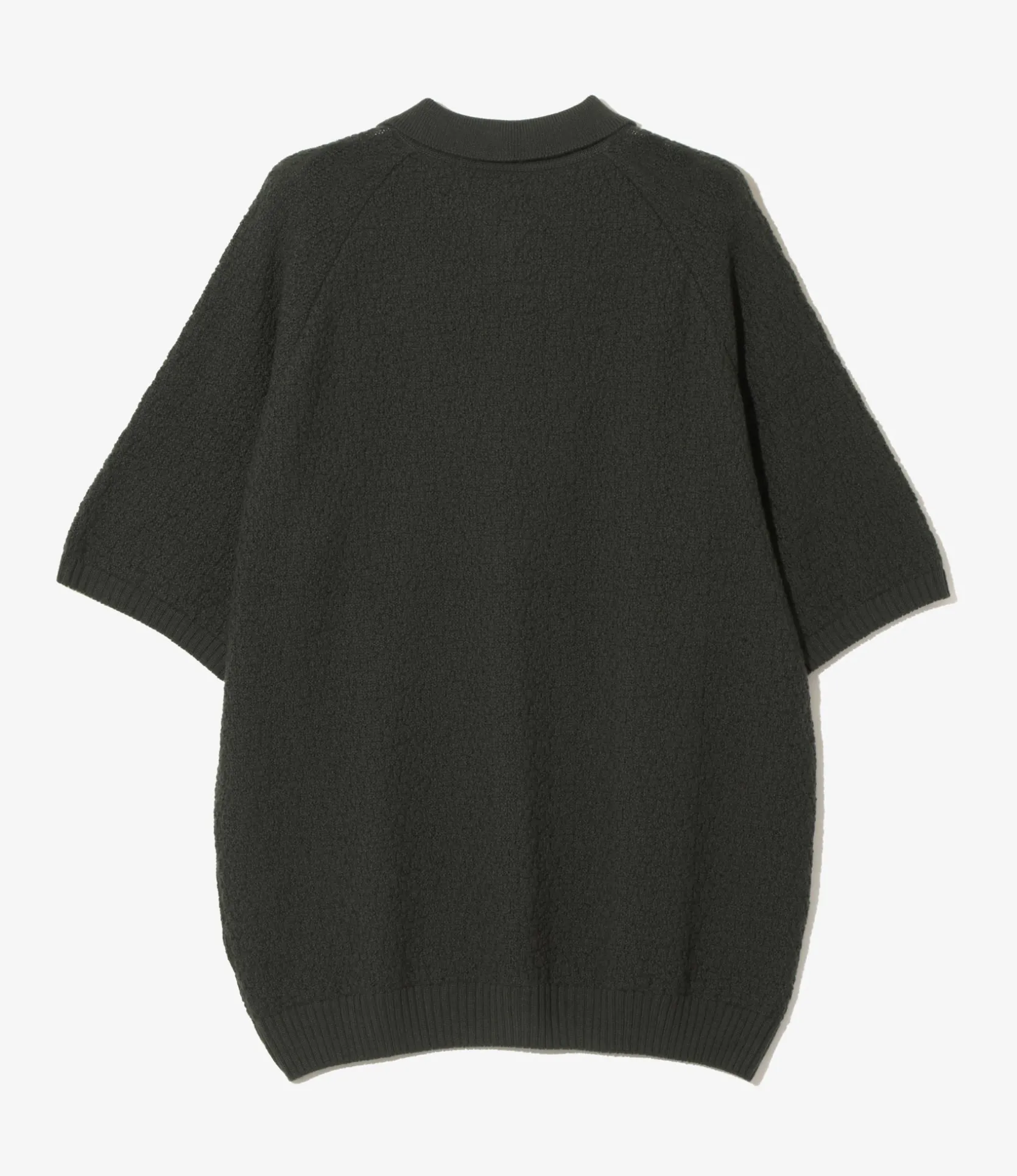 S/S Polo Sweater - Green - Merino Wool Knit