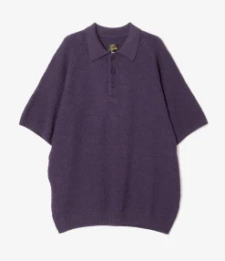 S/S Polo Sweater - Purple - Merino Wool Knit
