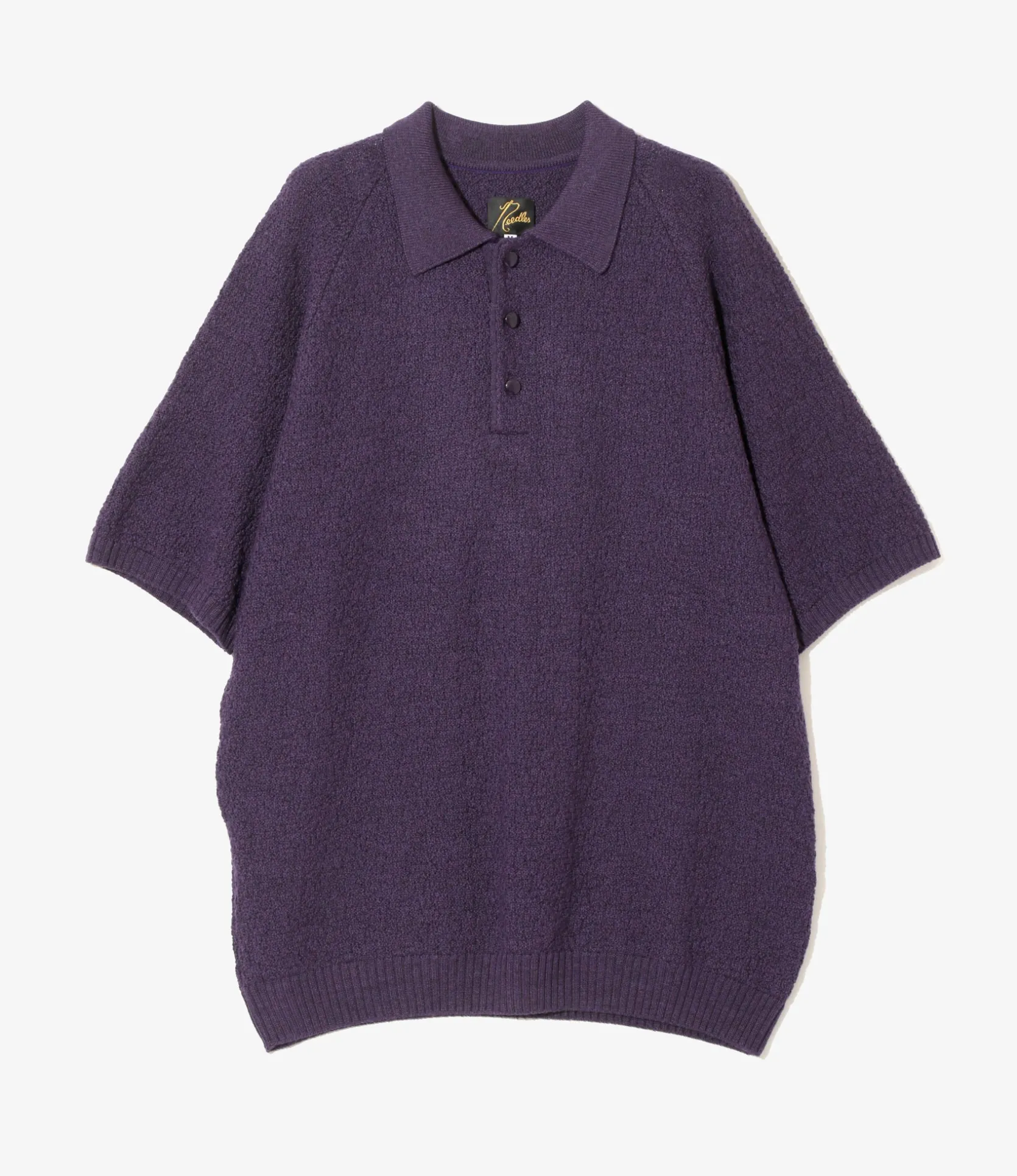 S/S Polo Sweater - Purple - Merino Wool Knit