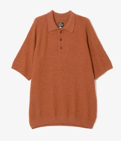 S/S Polo Sweater - Rust - Merino Wool Knit