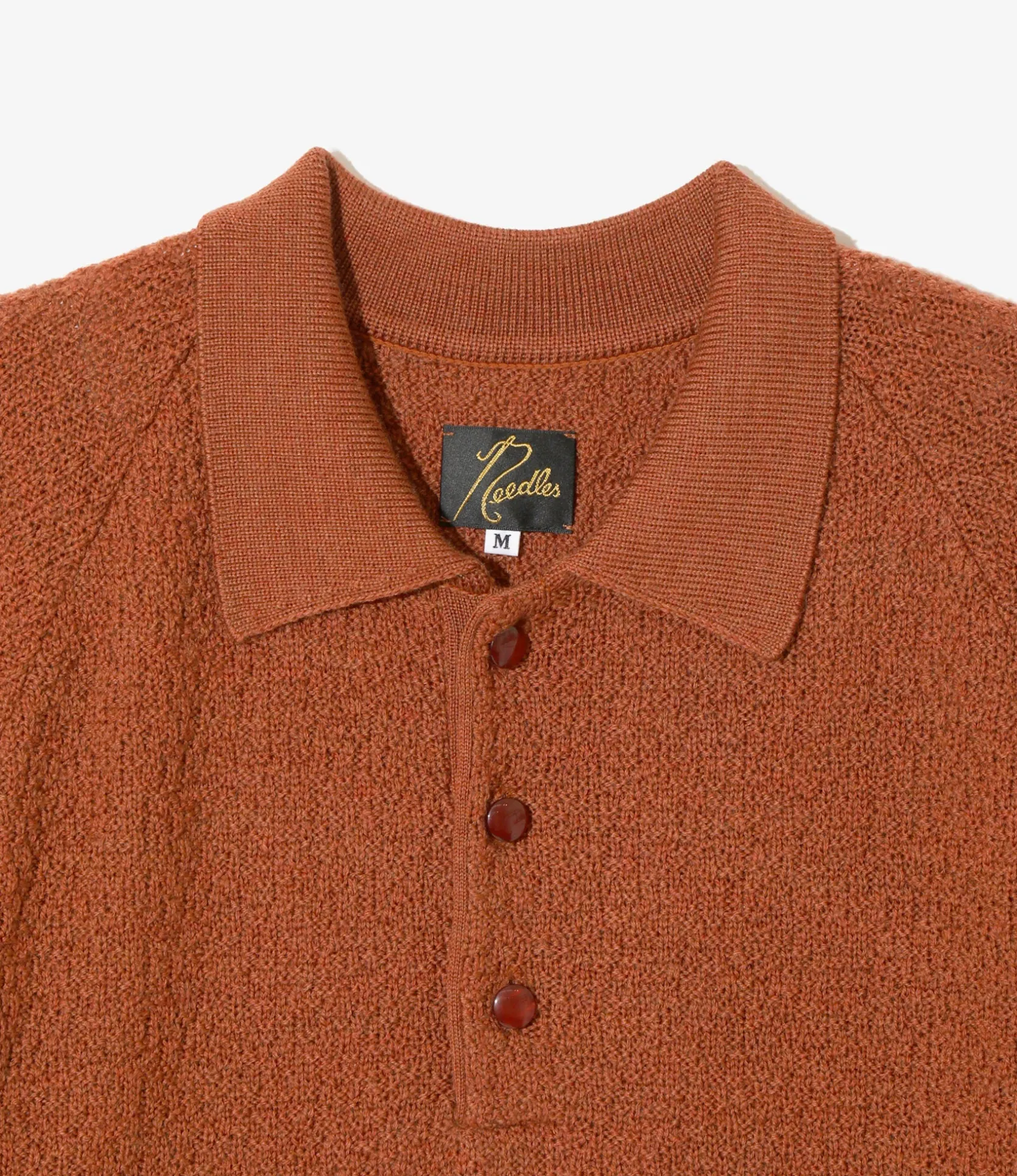 S/S Polo Sweater - Rust - Merino Wool Knit