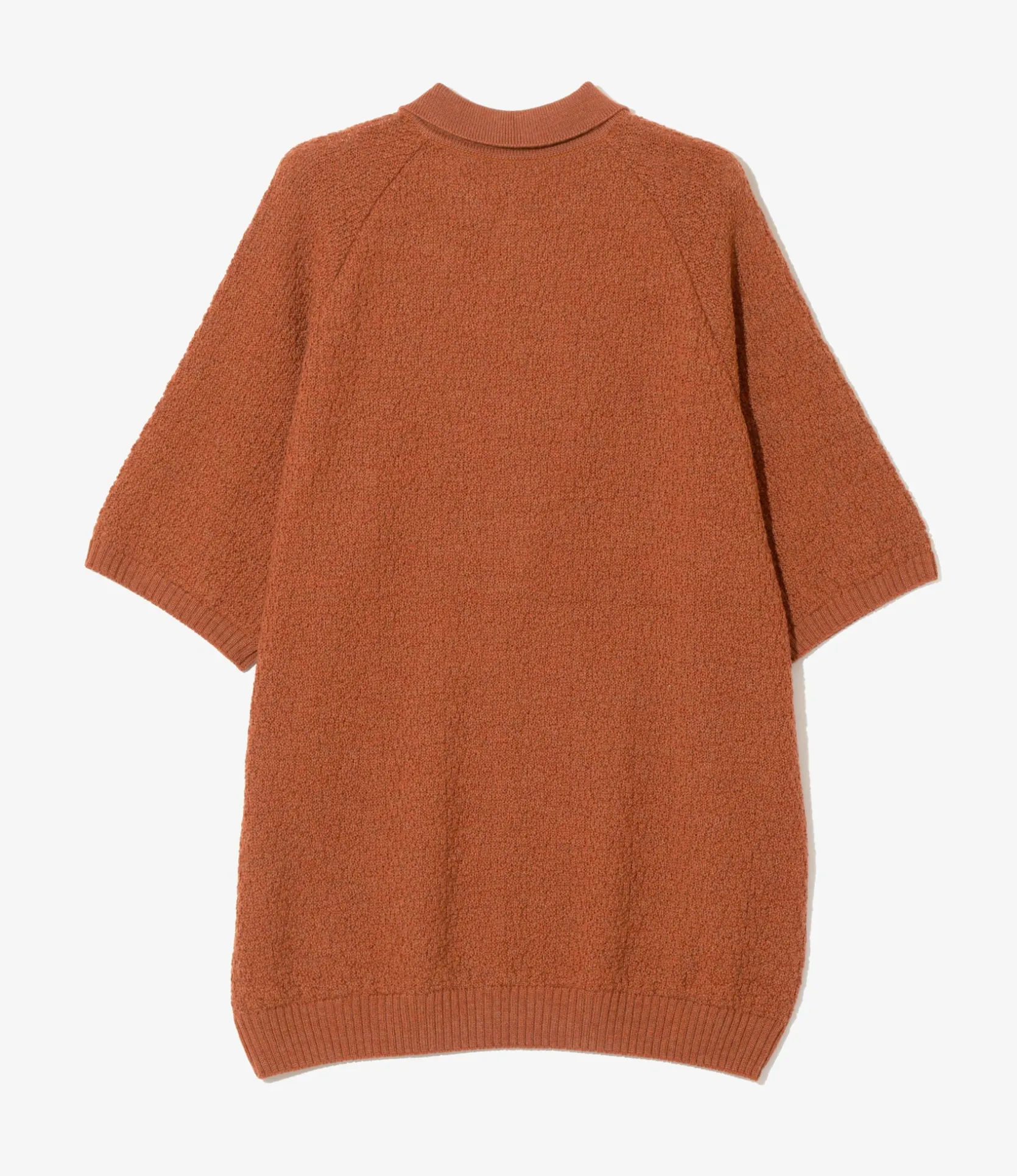 S/S Polo Sweater - Rust - Merino Wool Knit