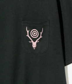 S/S Round Pocket Tee - Black - Circle Horn