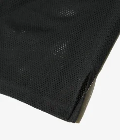 S.S. V Neck Cardigan - Black - Knit Mesh