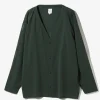S.S. V Neck Cardigan - Dk. Green - Knit Mesh