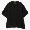 S/S V-Neck Shirt - Black - Shrunken Jacquard / Polka Dots