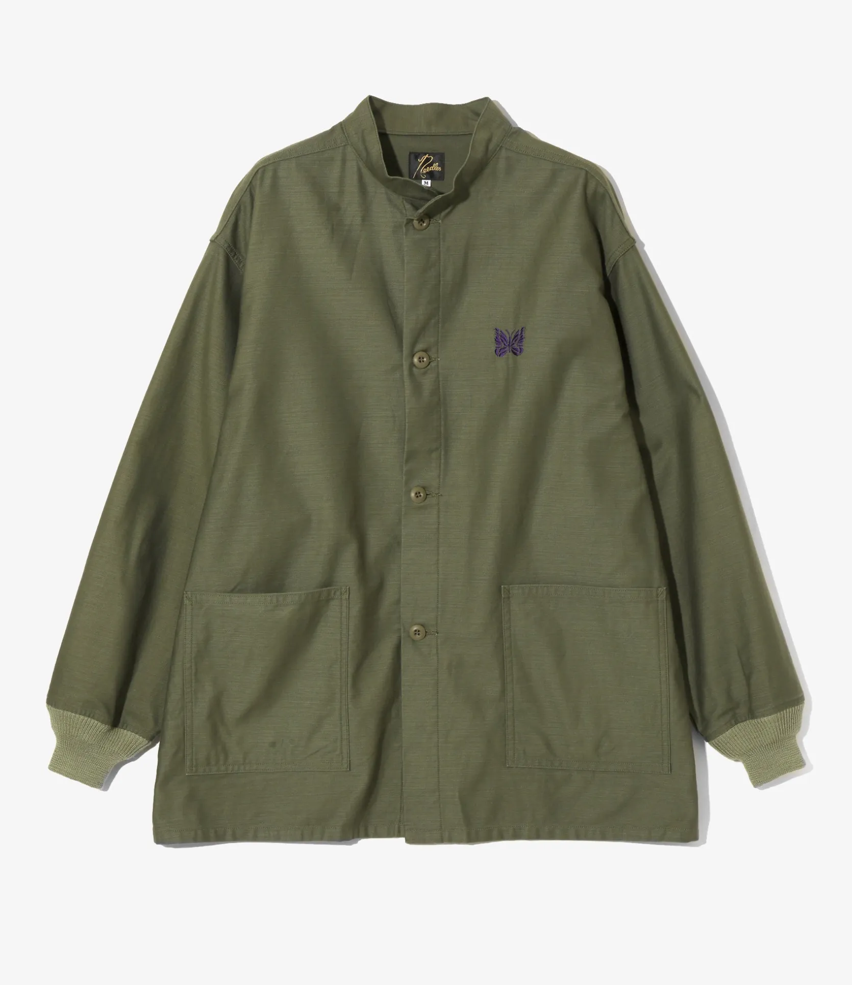 Stand Collar Army Shirt - Olive - Back Sateen