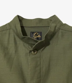Stand Collar Army Shirt - Olive - Back Sateen