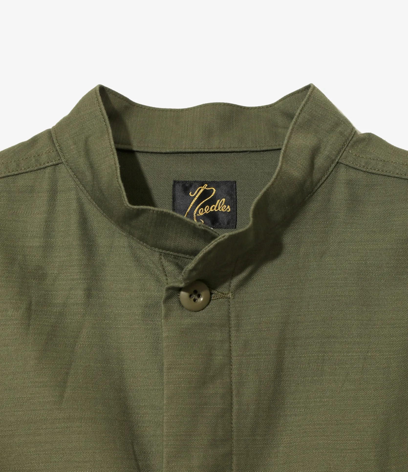 Stand Collar Army Shirt - Olive - Back Sateen