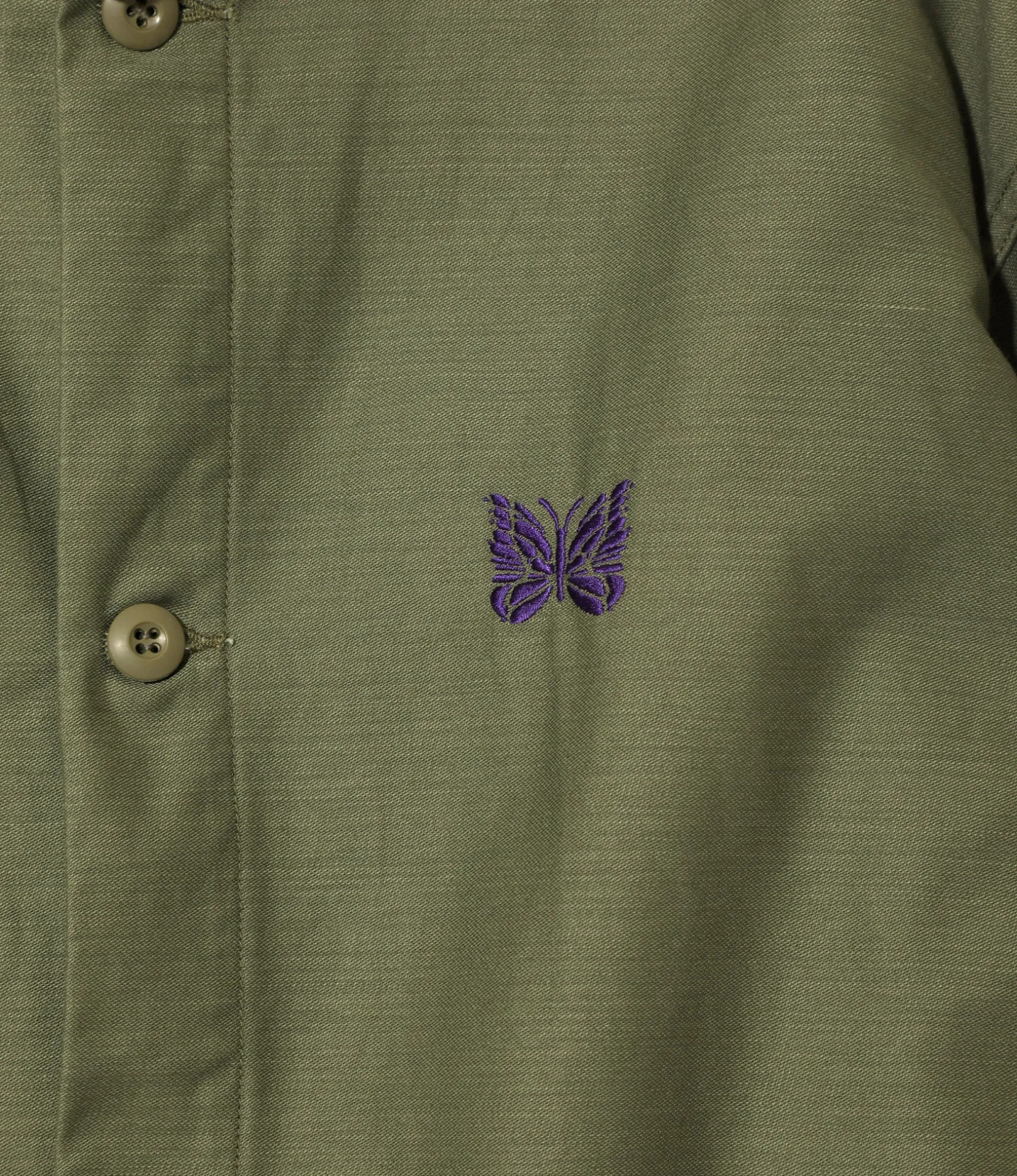 Stand Collar Army Shirt - Olive - Back Sateen