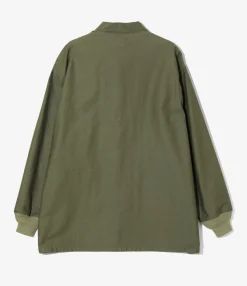 Stand Collar Army Shirt - Olive - Back Sateen