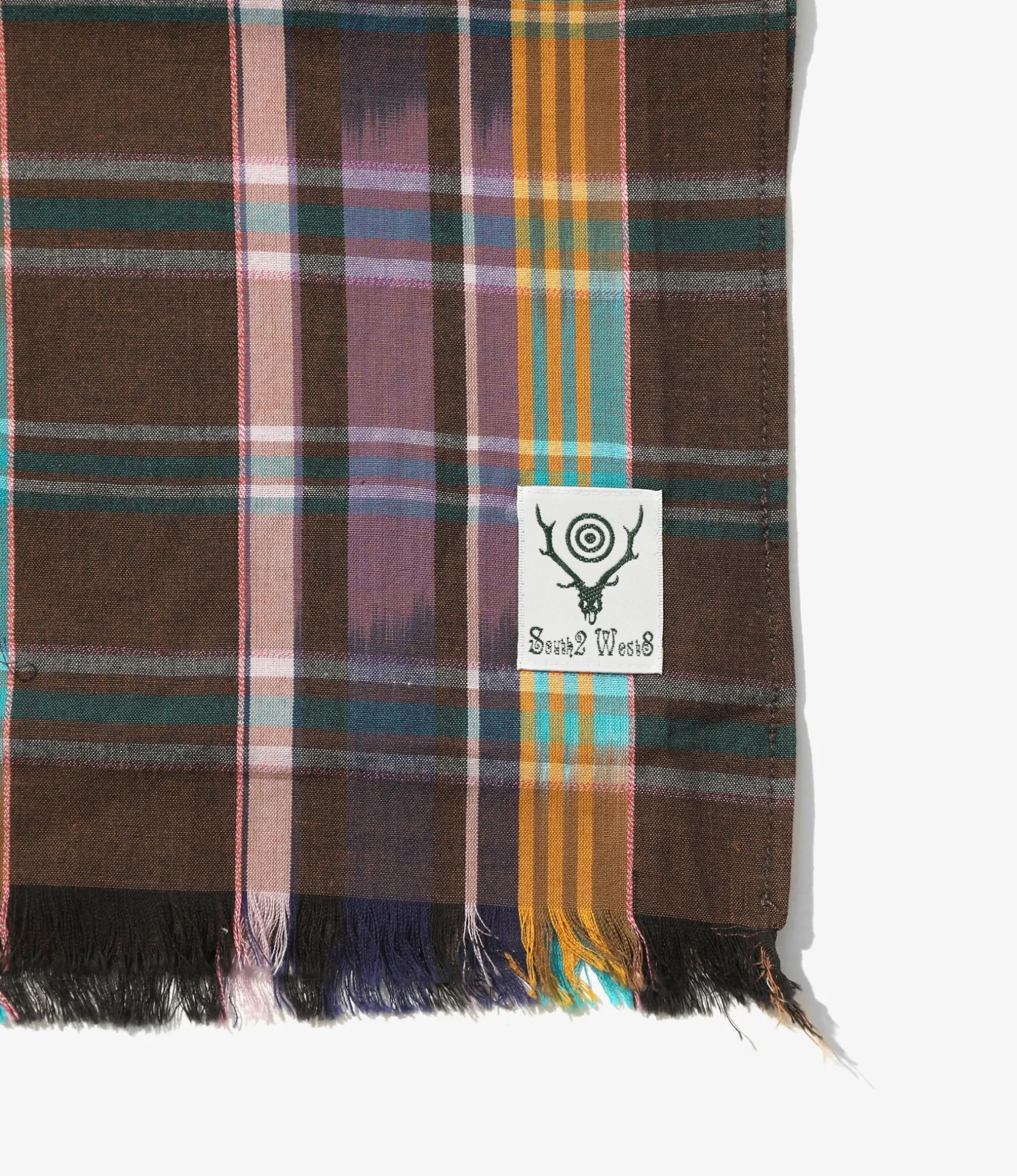 Stole - Brown / Sax - Ikat Plaid