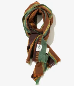 Stole - Brown/Green - Dobby Stripe