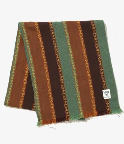 Stole - Brown/Green - Dobby Stripe