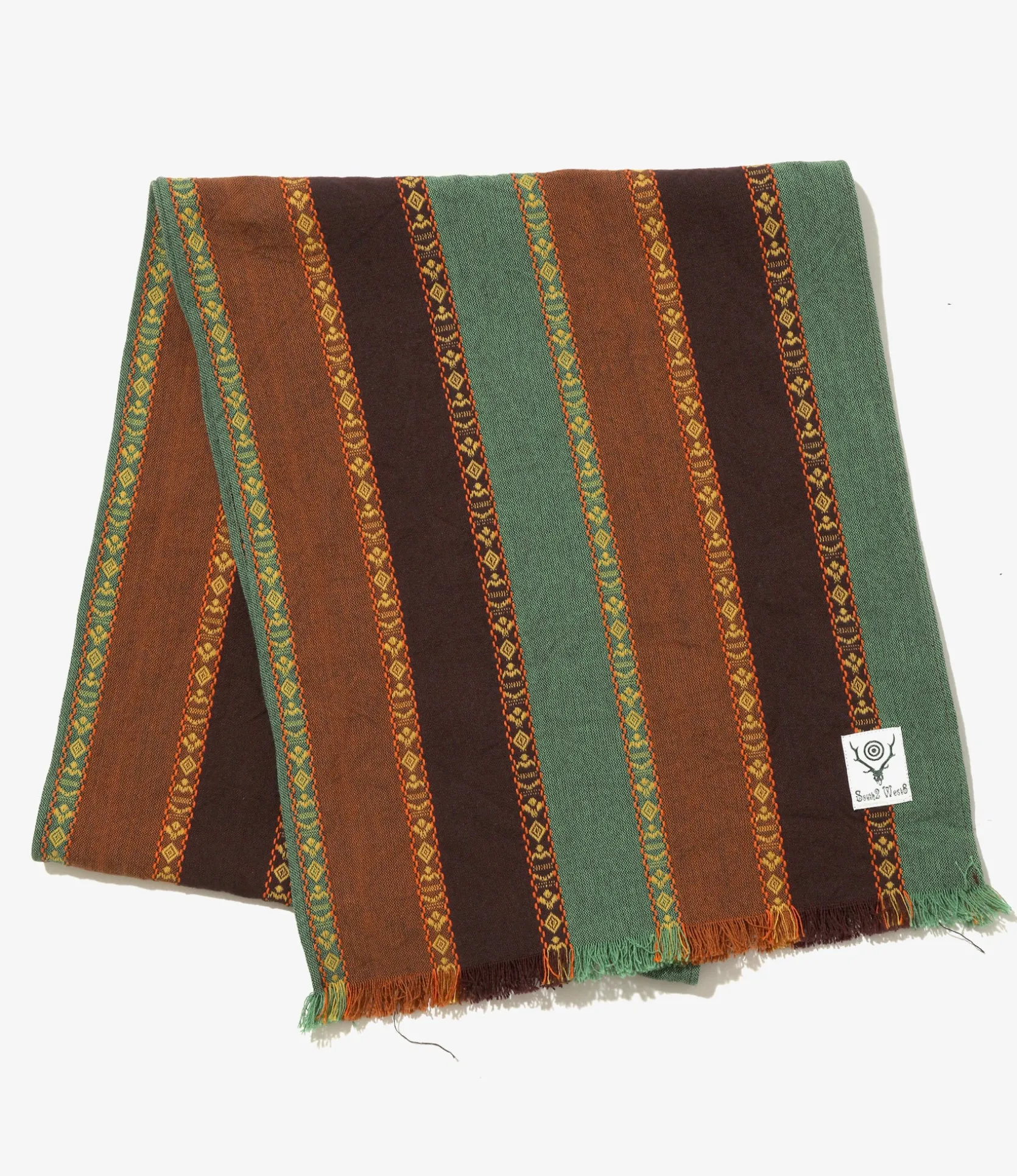Stole - Brown/Green - Dobby Stripe