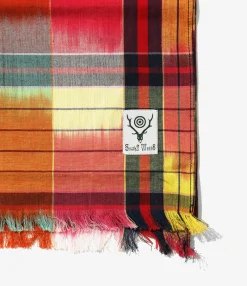 Stole - Red / Navy - Ikat Plaid
