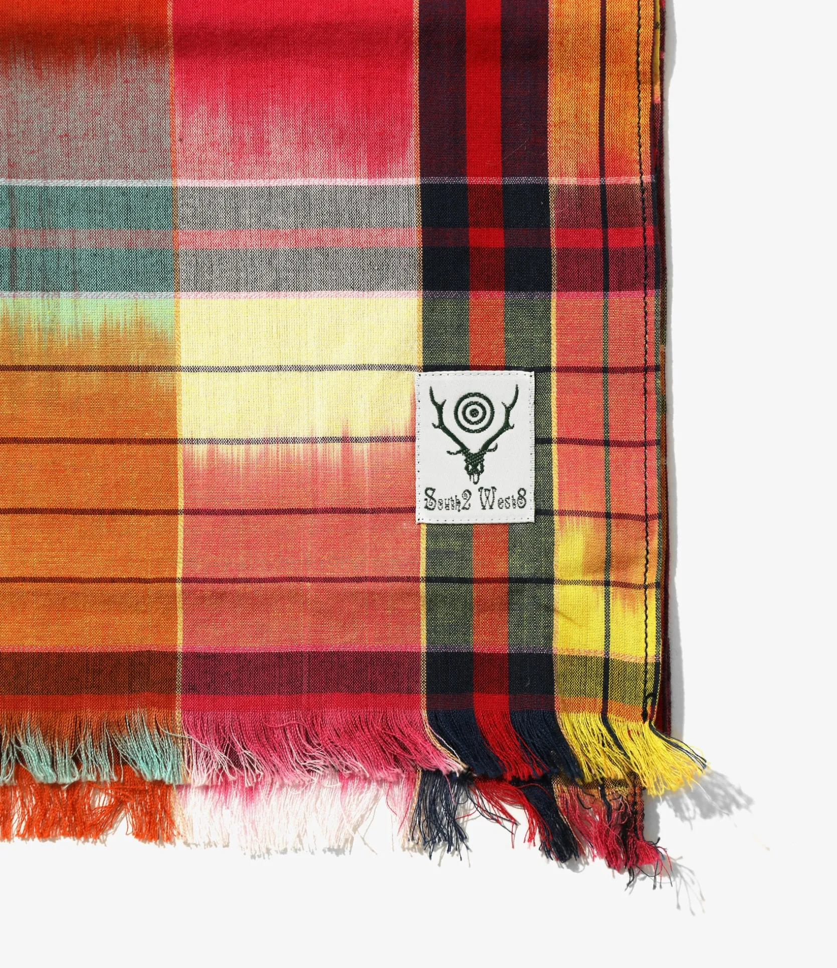 Stole - Red / Navy - Ikat Plaid