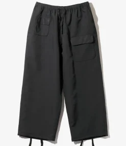String Cuff Balloon Pant - Black - Poly Twill