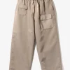 String Cuff Balloon Pant - Taupe - Poly Twill