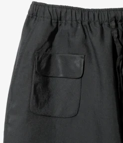 String Cuff Balloon Pant - Black - Poly Twill