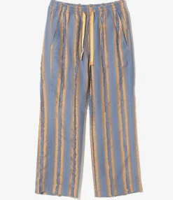 String Easy Pant - Beige/Blue - Stripe Cut Jacquard