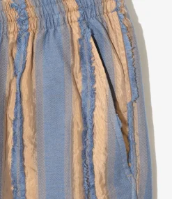 String Easy Pant - Beige/Blue - Stripe Cut Jacquard