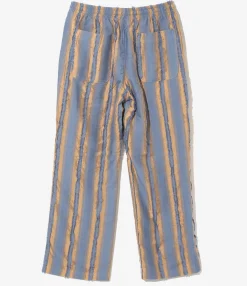 String Easy Pant - Beige/Blue - Stripe Cut Jacquard