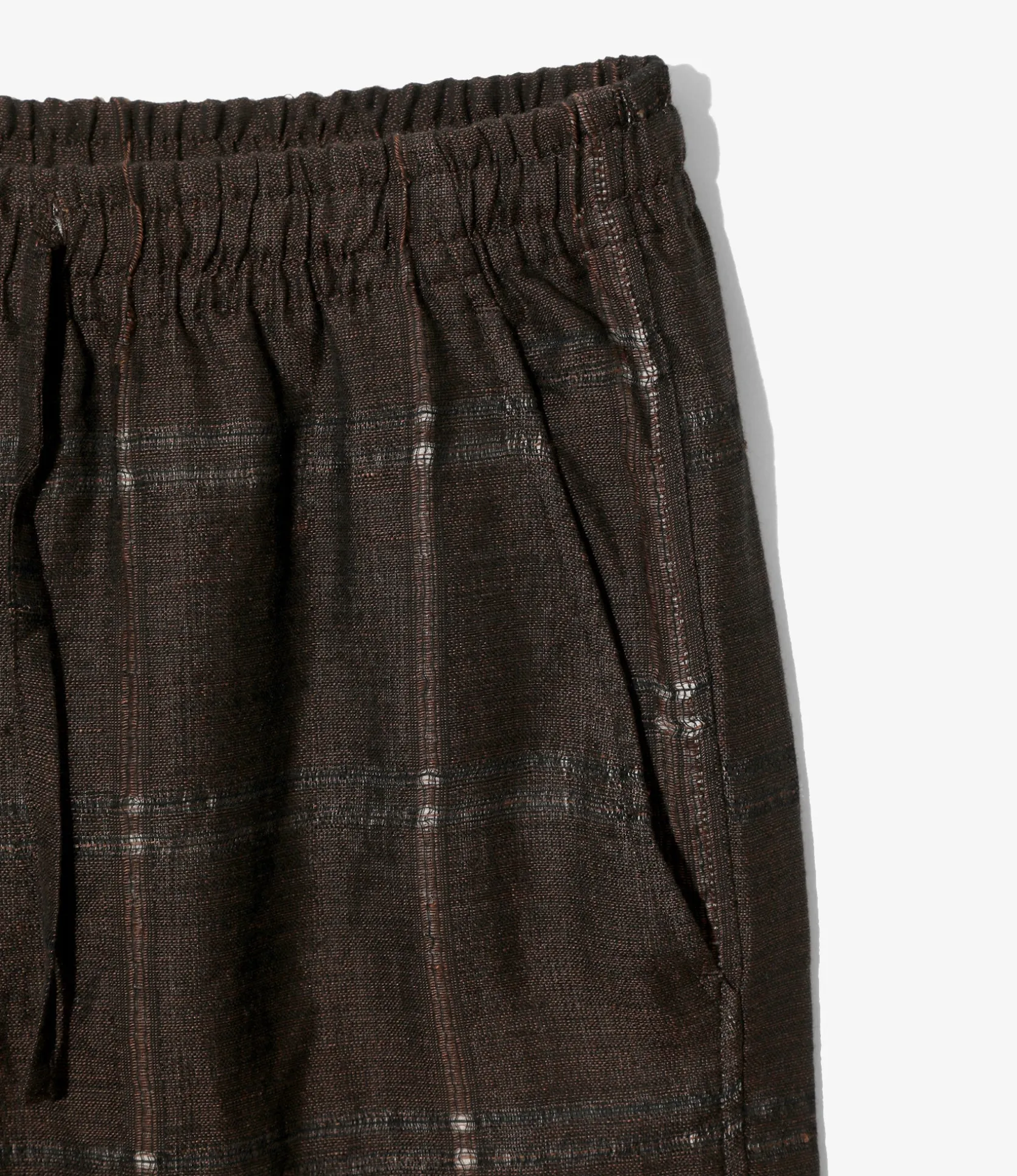 String Easy Pant - Brown - Plaid Jacquard