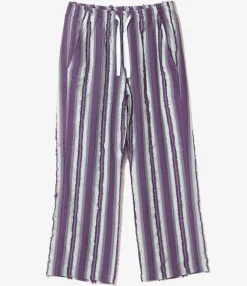 String Easy Pant - Sax/Purple - Stripe Cut Jacquard