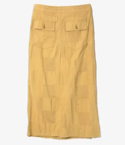 String Fatigue Skirt - Khaki - Ripstop Cut Jacquard
