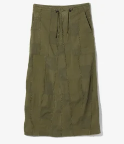 String Fatigue Skirt - Olive - Ripstop Cut Jacquard