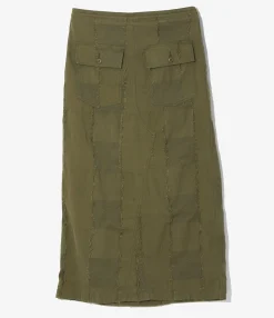 String Fatigue Skirt - Olive - Ripstop Cut Jacquard