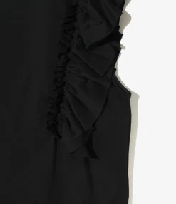 Swallow Asymmetric Frill Sleeve Top - Black