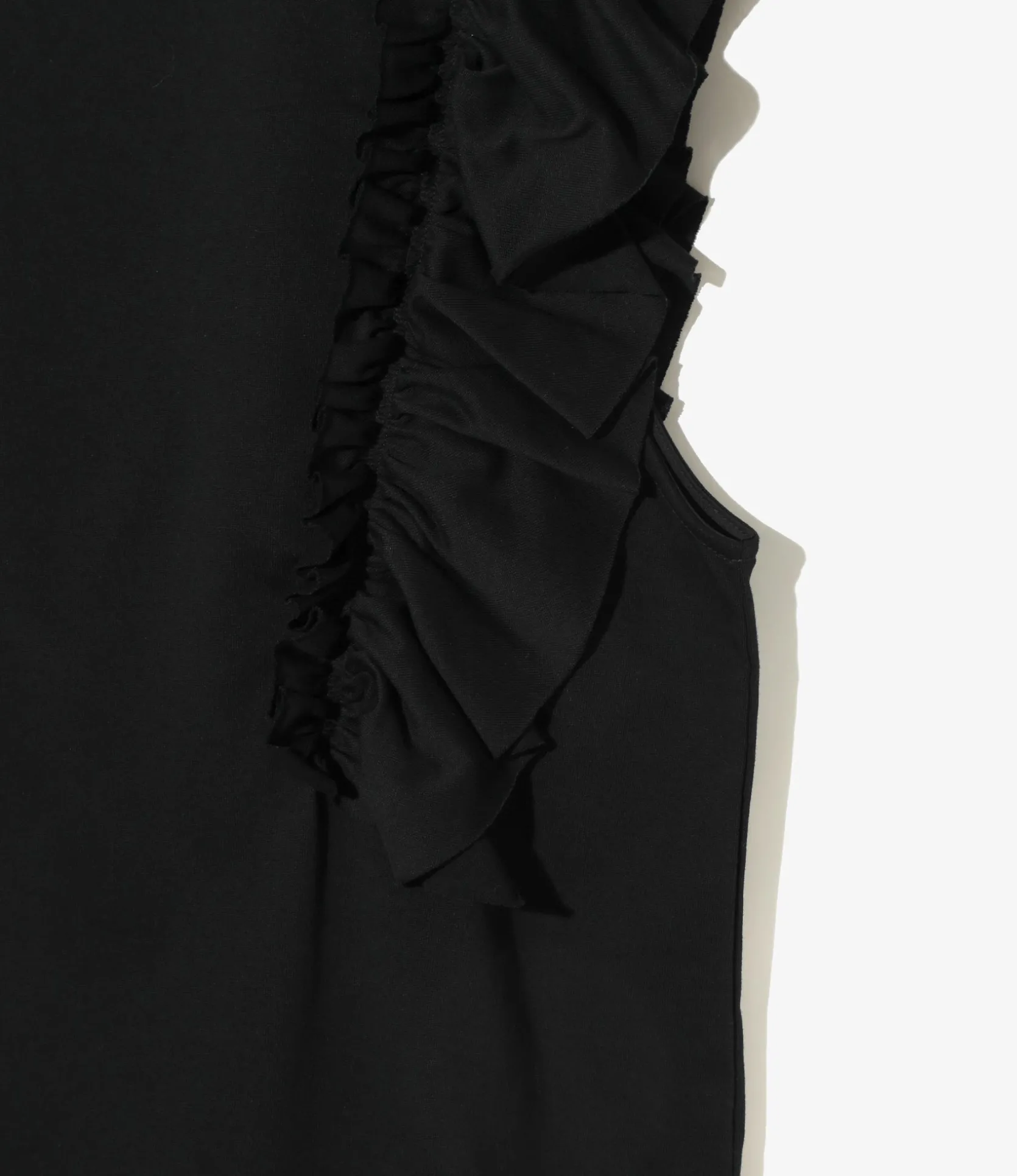 Swallow Asymmetric Frill Sleeve Top - Black