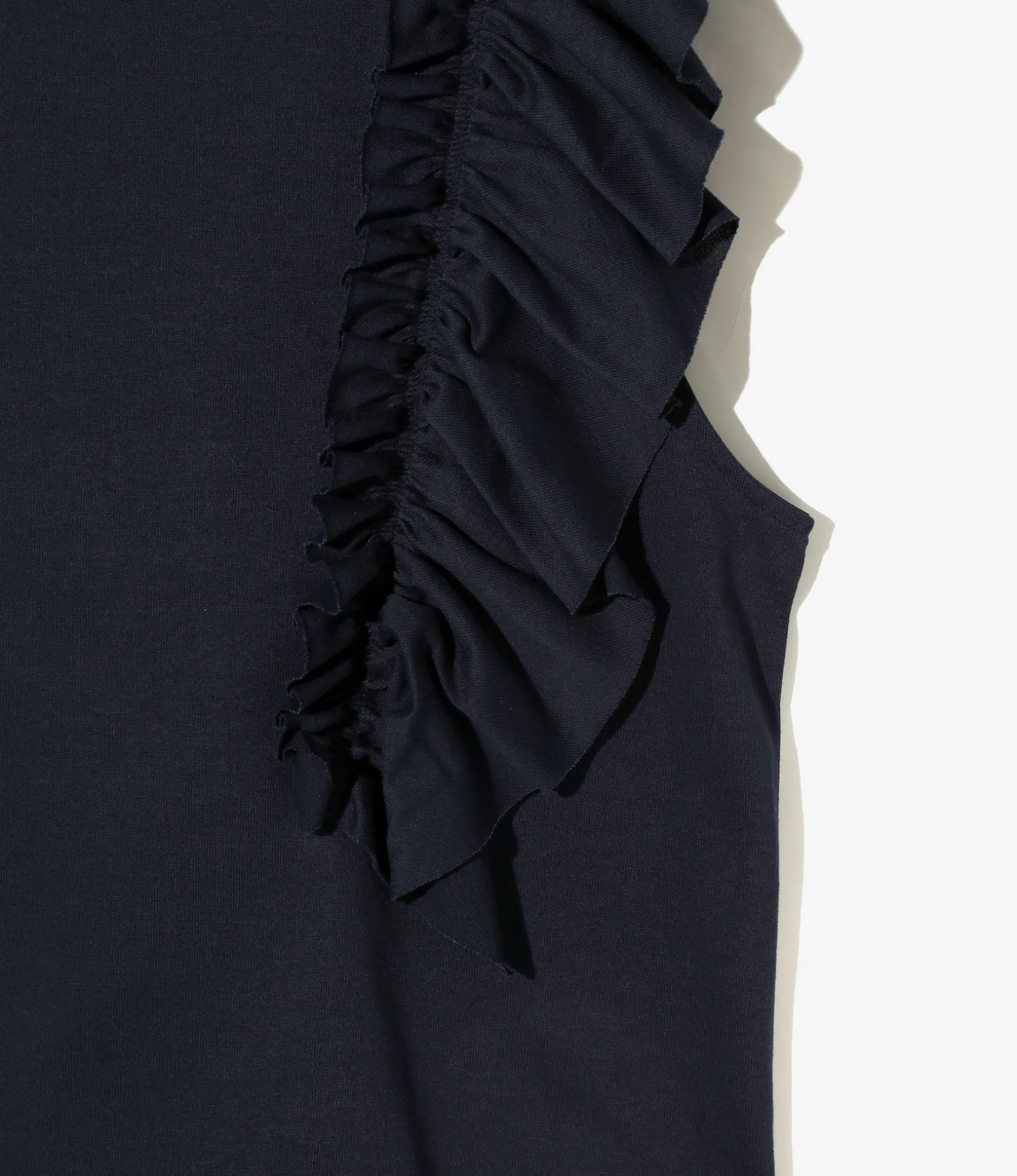 Swallow Asymmetric Frill Sleeve Top - Navy