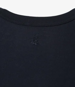 Swallow Asymmetric Frill Sleeve Top - Navy