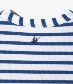Swallow Asymmetric Frill Sleeve Top - Stripe