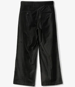 Tacked Baggy Trouser - Black - Velveteen