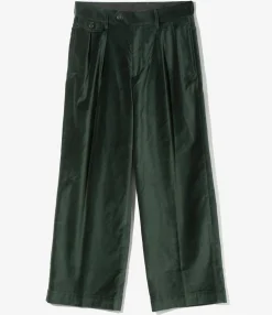 Tacked Baggy Trouser - Dk. Green - Velveteen