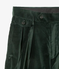 Tacked Baggy Trouser - Dk. Green - Velveteen