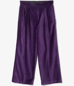 Tacked Baggy Trouser - Purple - Velveteen