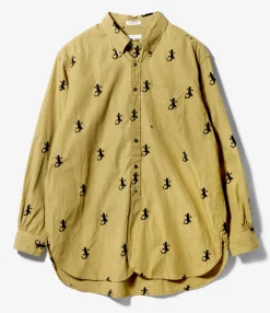 19th Century BD Shirt - Khaki Gecko Embroidery