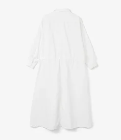 The Button Down Dress - White Nylon 4ply Taslan