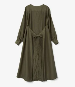Tie Dress - Olive Sheer Cupro