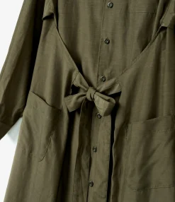 Tie Dress - Olive Sheer Cupro