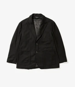 Trans Jacket - Black Solid Poly Wool Flannel
