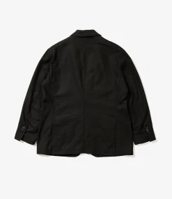 Trans Jacket - Black Solid Poly Wool Flannel