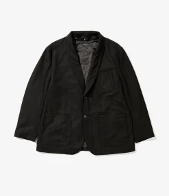 Trans Jacket - Black Solid Poly Wool Flannel