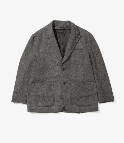 Trans Jacket - Grey Poly Wool Herringbone